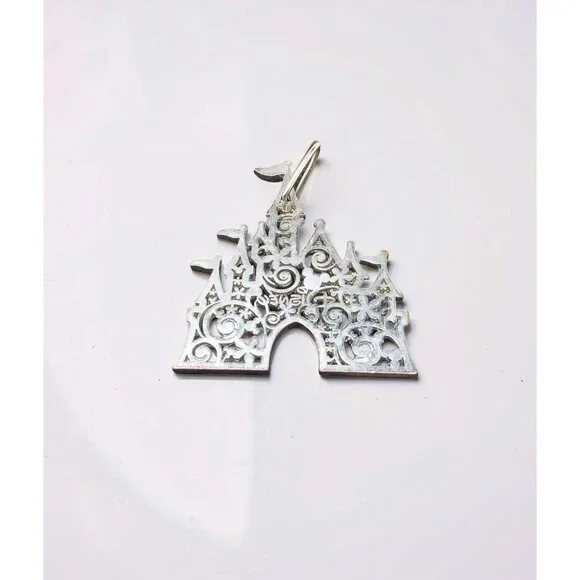 Disneyland Castle Silhouette Metal Keychain Silver Disney Collectible - Picture 8 of 10